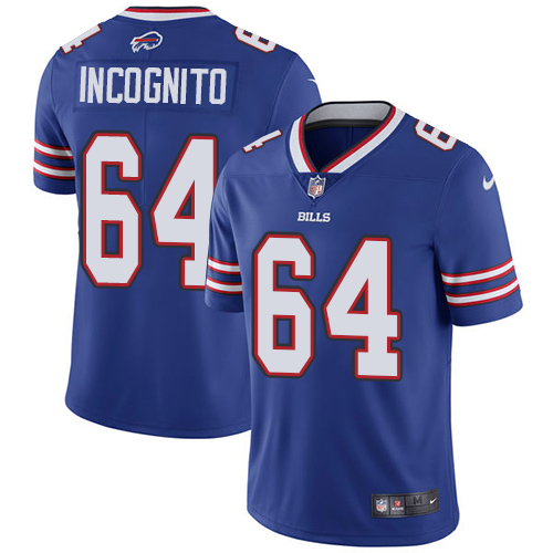 Nike Bills #64 Richie Incognito Royal Blue Team Color Men's Stitched NFL Vapor Untouchable Limited Jersey